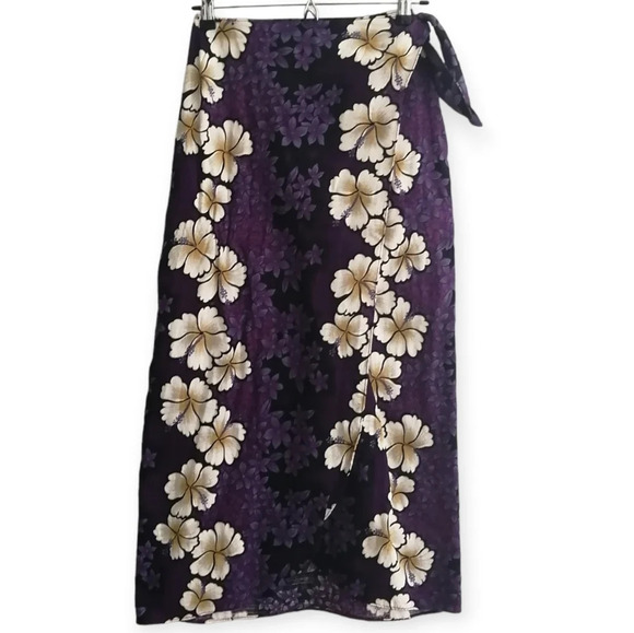 Hilo Hattie Hawaiian Purple Hibiscus Flower Sarong Wrap Skirt Adjustable XS - Picture 1 of 14